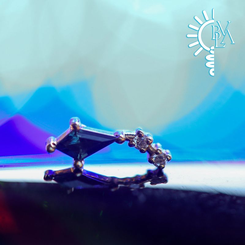 Aloft London Blue Topaz, VS1 Diamond Threaded End 14k Yellow Gold