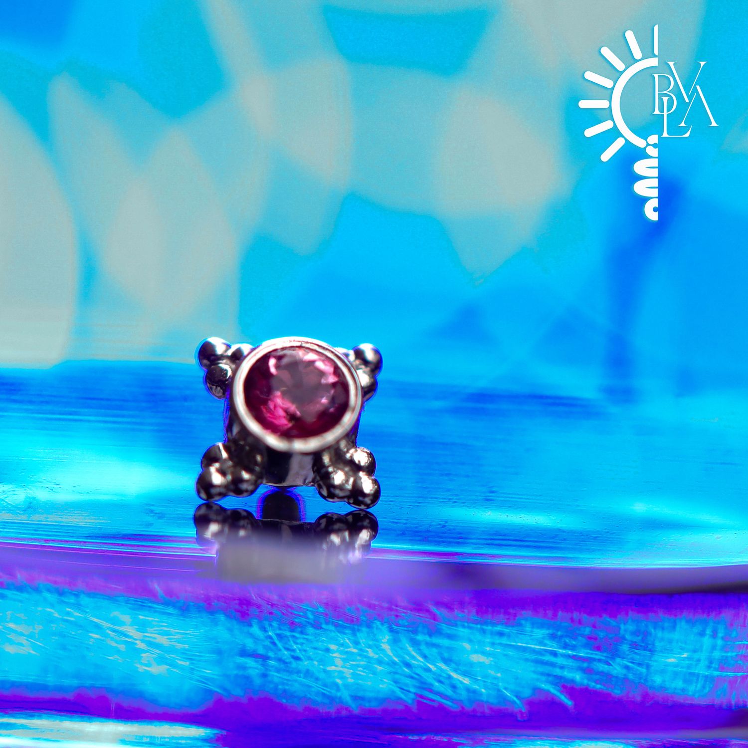 Mini Kandy Pink Topaz Threadless End 14k White Gold Mini Kandy Pink Topaz Threadless End 14k White Gold