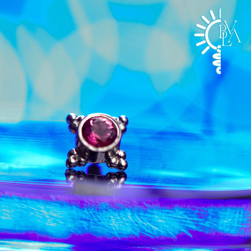 Mini Kandy Pink Topaz Threadless End 14k White Gold