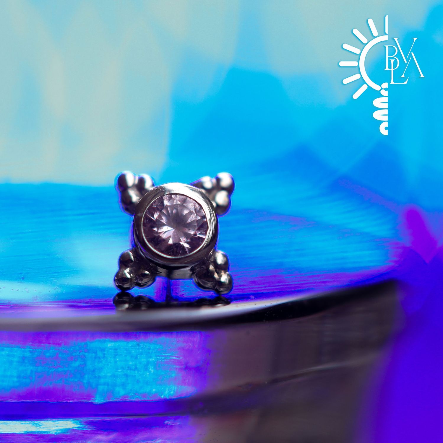 Mini Kandy Light Pink Sapphire Threadless End 14k White Gold