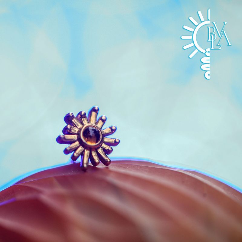 Sunray Citrine Cabochon 4mm Threadless End 14k Yellow Gold