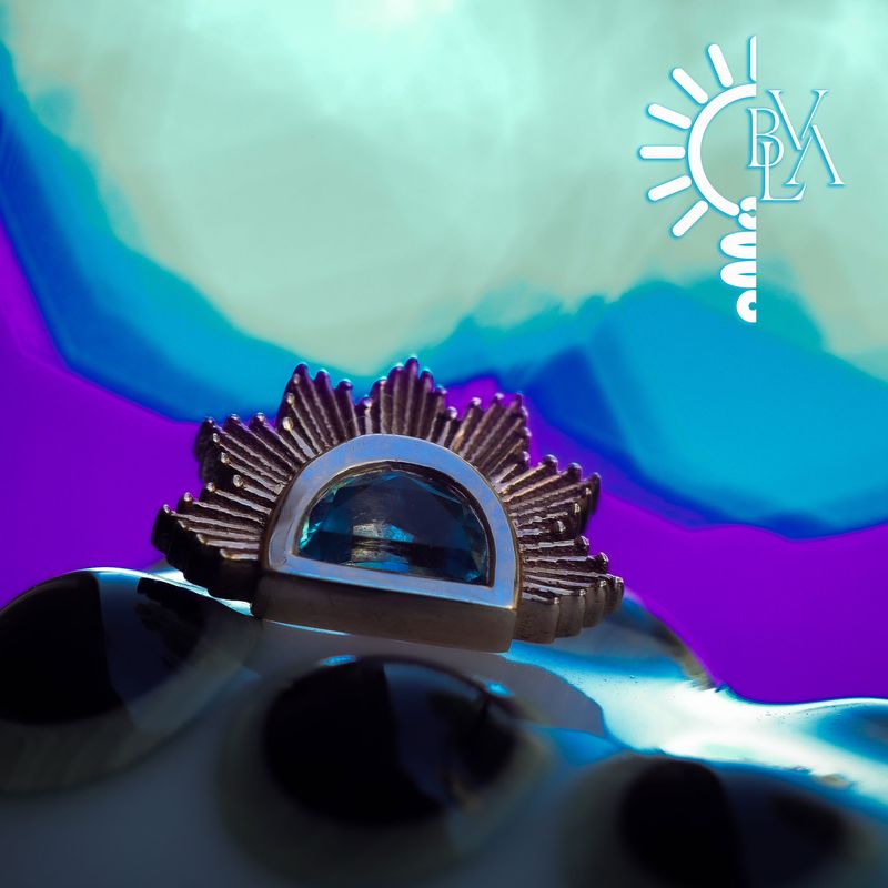 Himalia Swiss Blue Topaz 10mm 14g Threaded End 14k Rose Gold