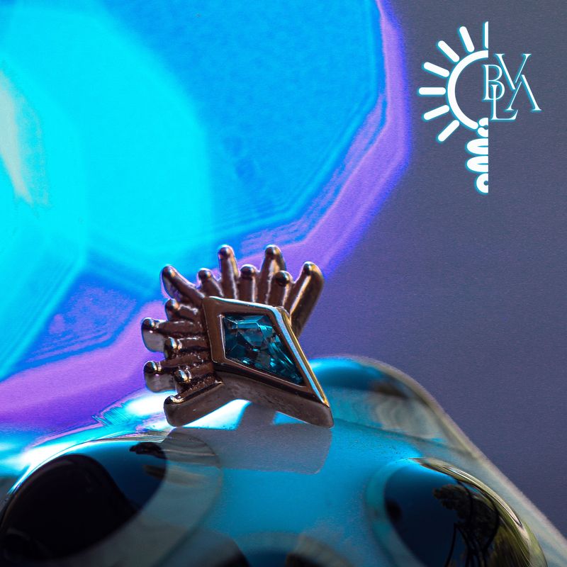 Kite Borderline Swiss Blue Topaz 7mm 14g Threaded End 14k Rose Gold