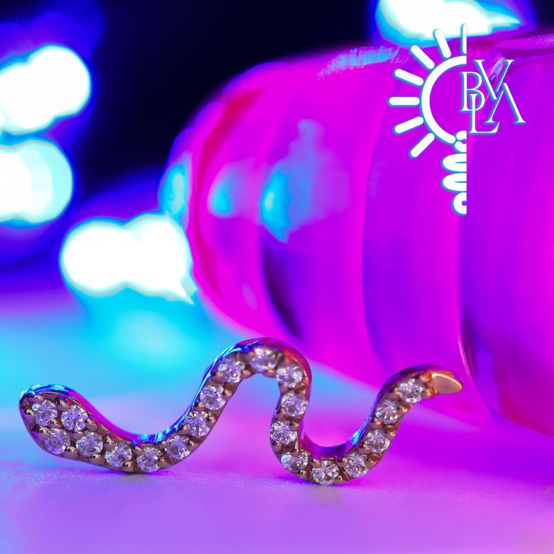 Mamba CZ 16mm 14g Threaded End 14k Rose Gold