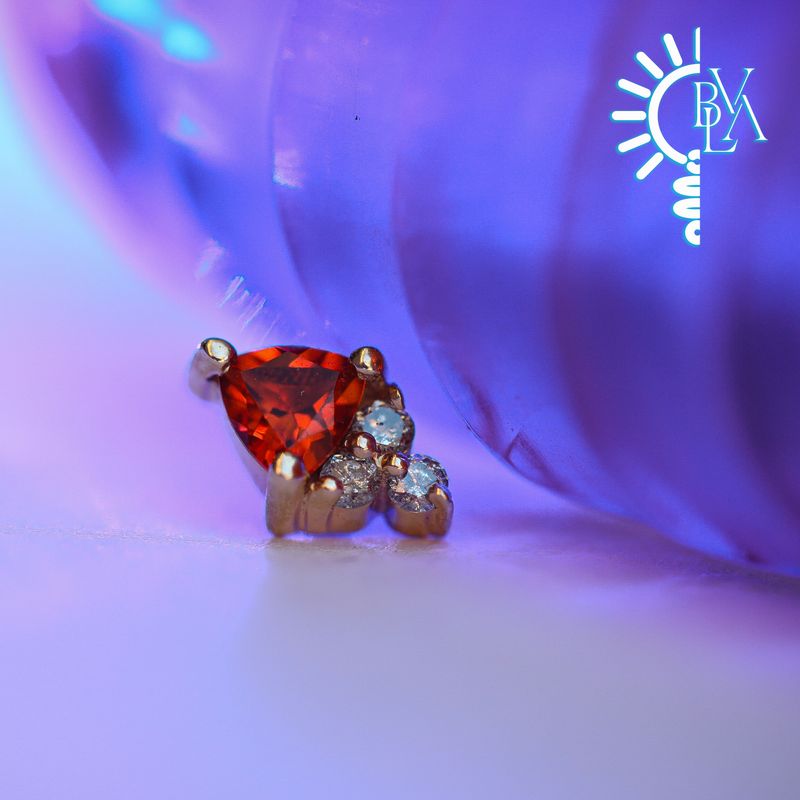 Tau Madeira Citrine, Grey Diamond 16g Threaded End 14k Yellow Gold