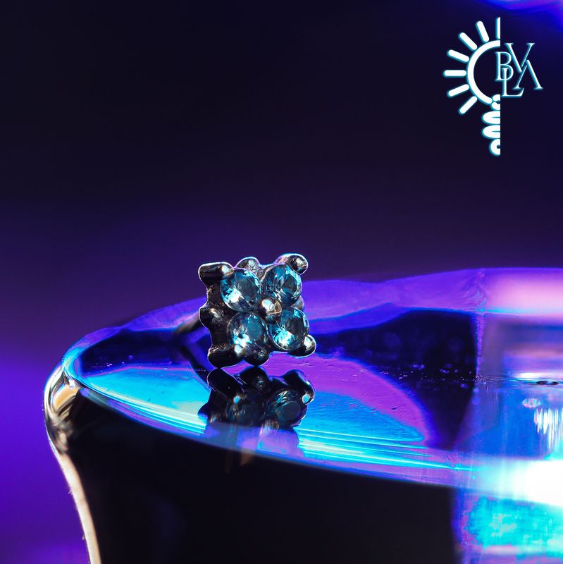 Tiny Reema Aquamarine 2.7mm Threadless End 14k White Gold