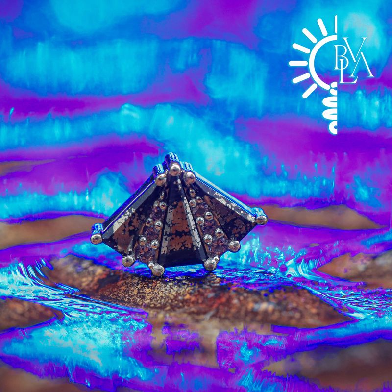 Cerberus Pyrite, Light Amethyst 14g Threaded End 14k White Gold