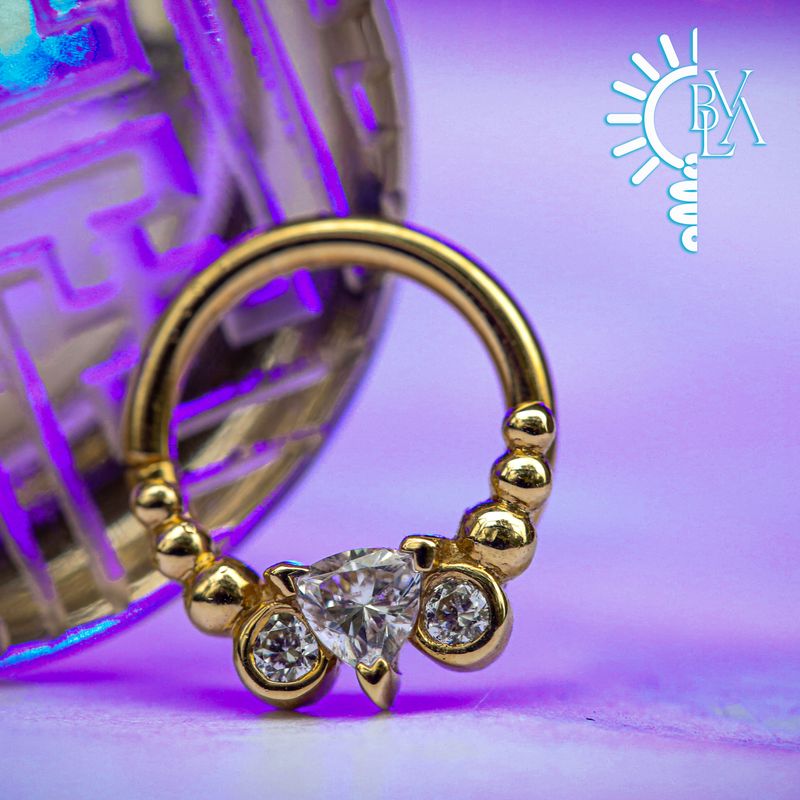 Kalisi CZ Forward Facing Seam Ring 16g 5/16" 14k Yellow Gold