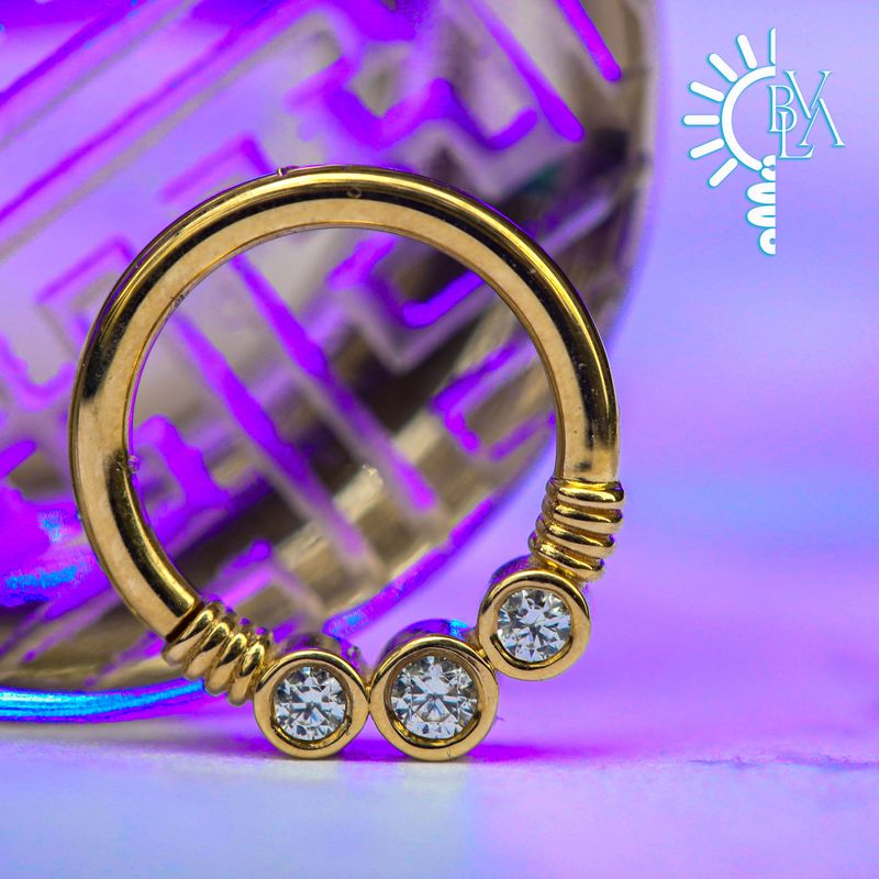 Faraway CZ Forward Facing Seam Ring 16g 5/16" 14k Yellow Gold