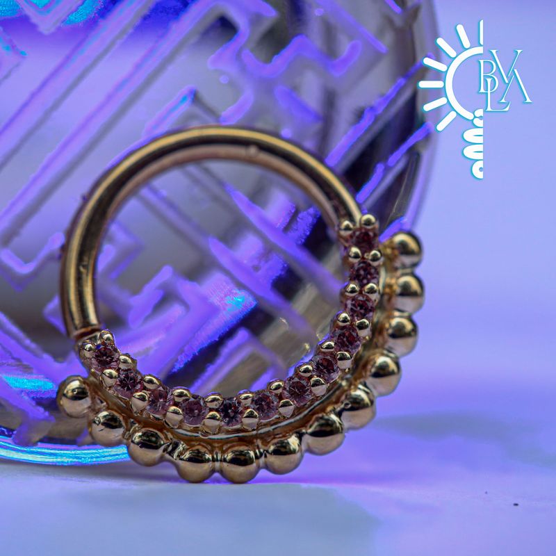 Aria Champagne Sapphire Forward Facing Seam Ring 16g 5/16" 14k Yellow Gold