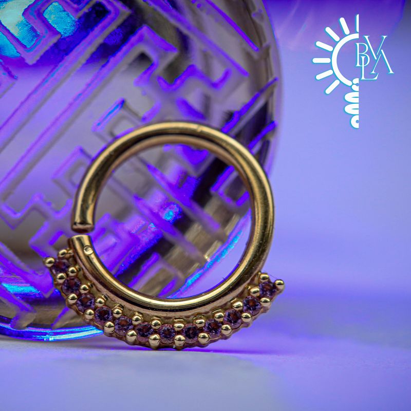 Dahlia Amethyst Forward Facing Seam Ring 16g 5/16" 14k Yellow Gold