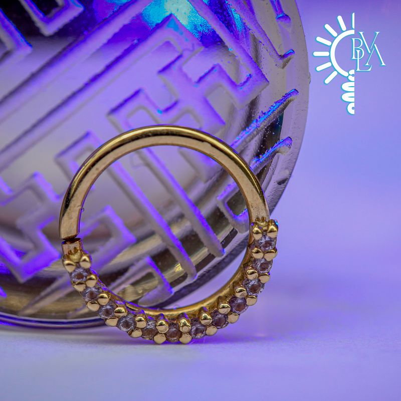 Gem Oaktier Light Amethyst Forward Facing Seam Ring 16g 5/16" 14k Yellow Gold