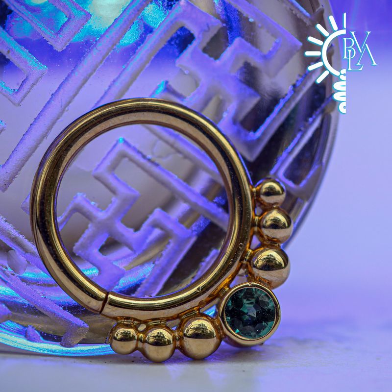 Dione Genuine Alexandrite Forward Facing Seam Ring 16g 5/16" 14k Yellow Gold