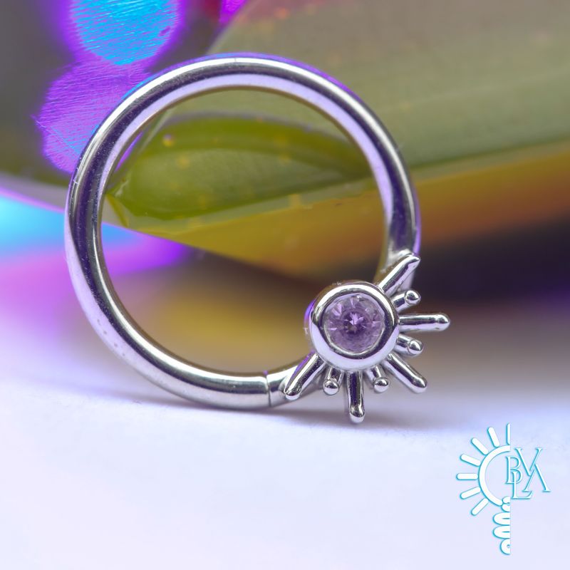 Live to Tell Light Pink Sapphire Forward Facing Seam Ring 16g 3/8" 14k White Gold