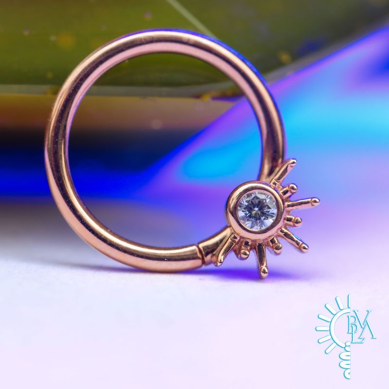 Live to Tell CZ Forward Facing Seam Ring 16g 3/8" 14k Rose Gold