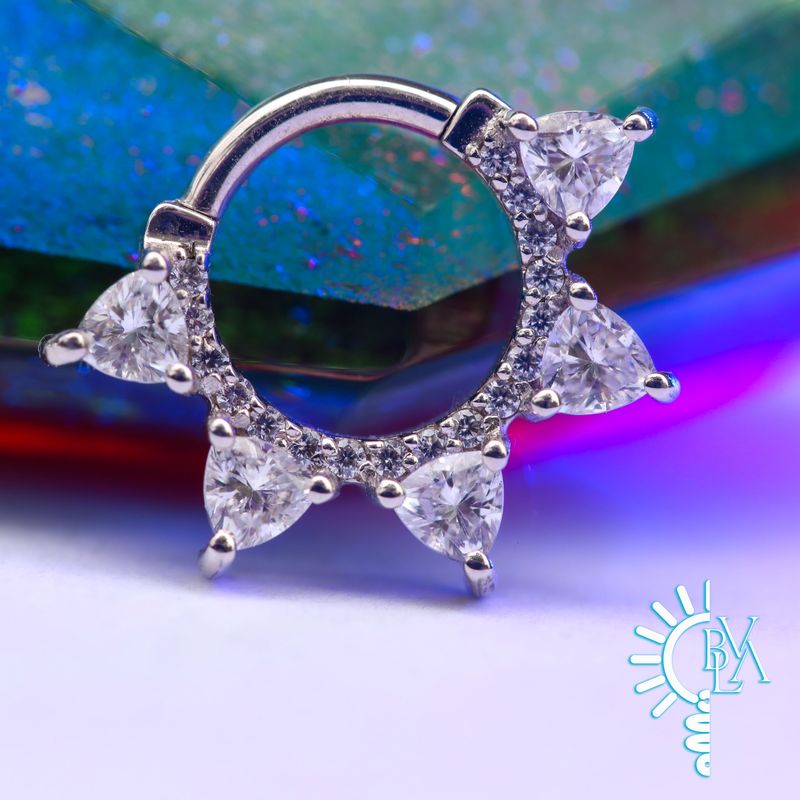 Alpha White CZ Forward Facing Hinge Ring 16g 5/16" 14k White Gold