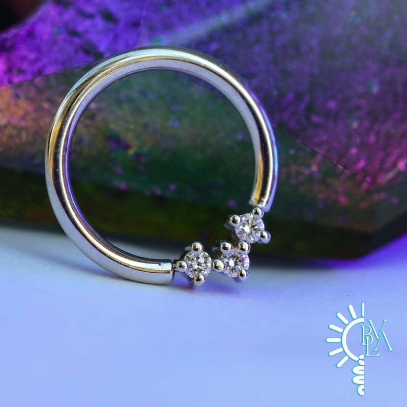 Muse VS1 Diamond Forward Facing Seam Ring 16g 3/8" 14k White Gold