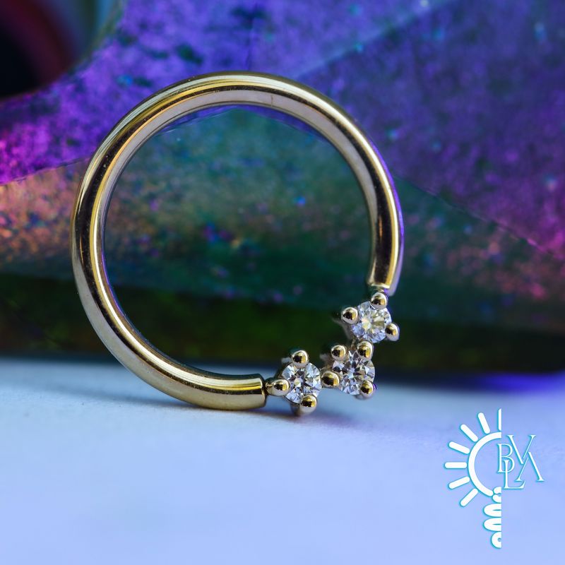 Muse VS1 Diamond Forward Facing Seam Ring 16g 3/8" 14k Yellow Gold