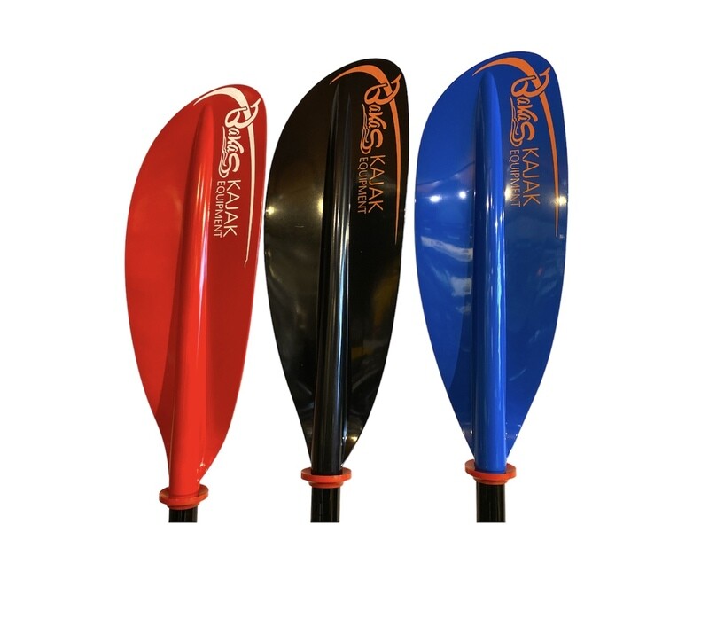 Links rot, Mitte schwarz, Rechts blau Paddel Schaufel