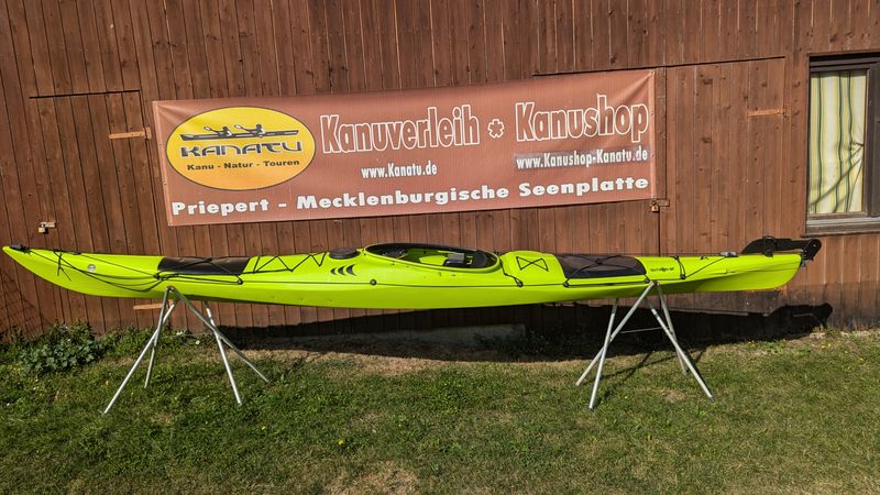 Prijon Seatron GT grün gebraucht Kajak mit Steueranlage Set 2025