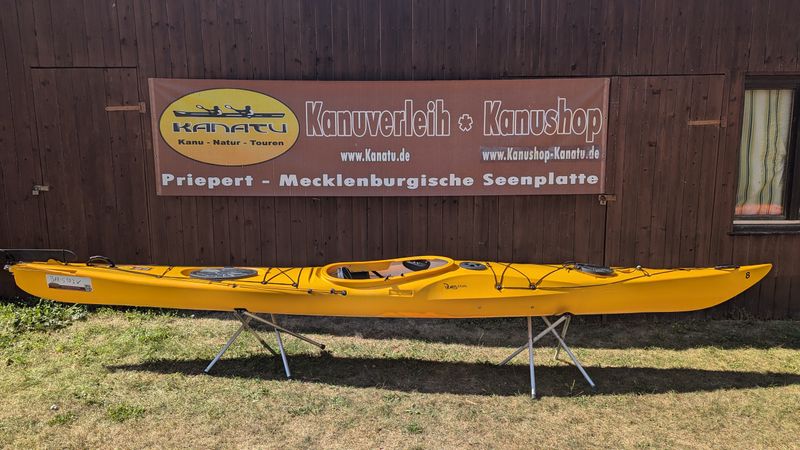 BaKaS Expedition 17.2 Kajak Einerkajak gelb gebraucht mit Steueranlage 2024