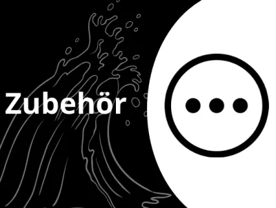 Text Zubehör auf schwarzer Welle