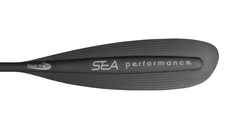 Kajak-Sport- Sea Performance Paddel Nahaufnahme einer Schaufel mit SEA Performance Aufschrift