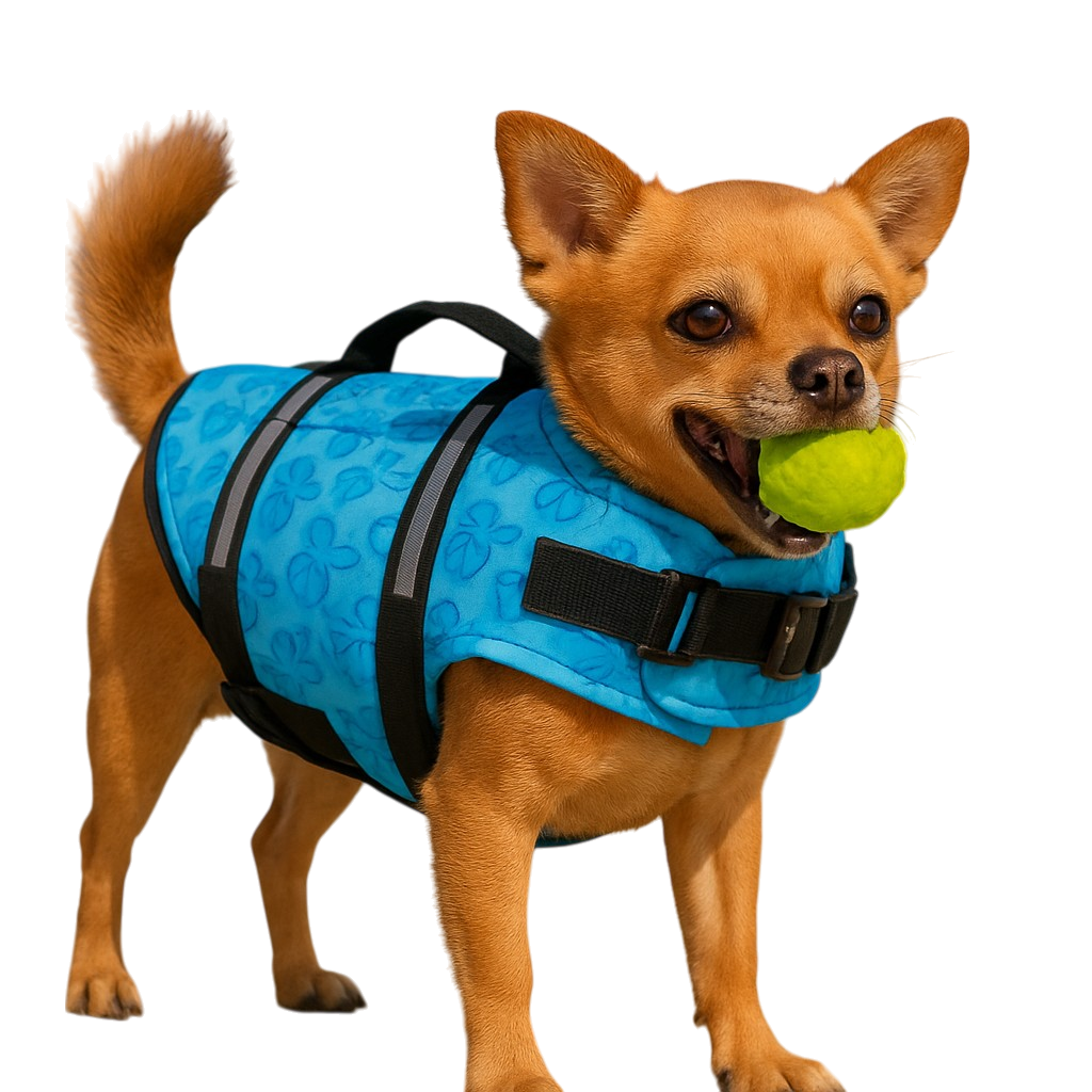 Chihuahua mit Schwimmweste