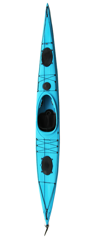 Kajak Bakas V5 Seekayak Top Handling in Blau mit schwarzen Akzenten