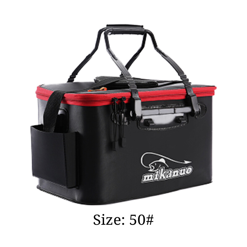 Angeltasche Fischeimer Tragbare Angelbox in Schwarz mit roten Akzenten