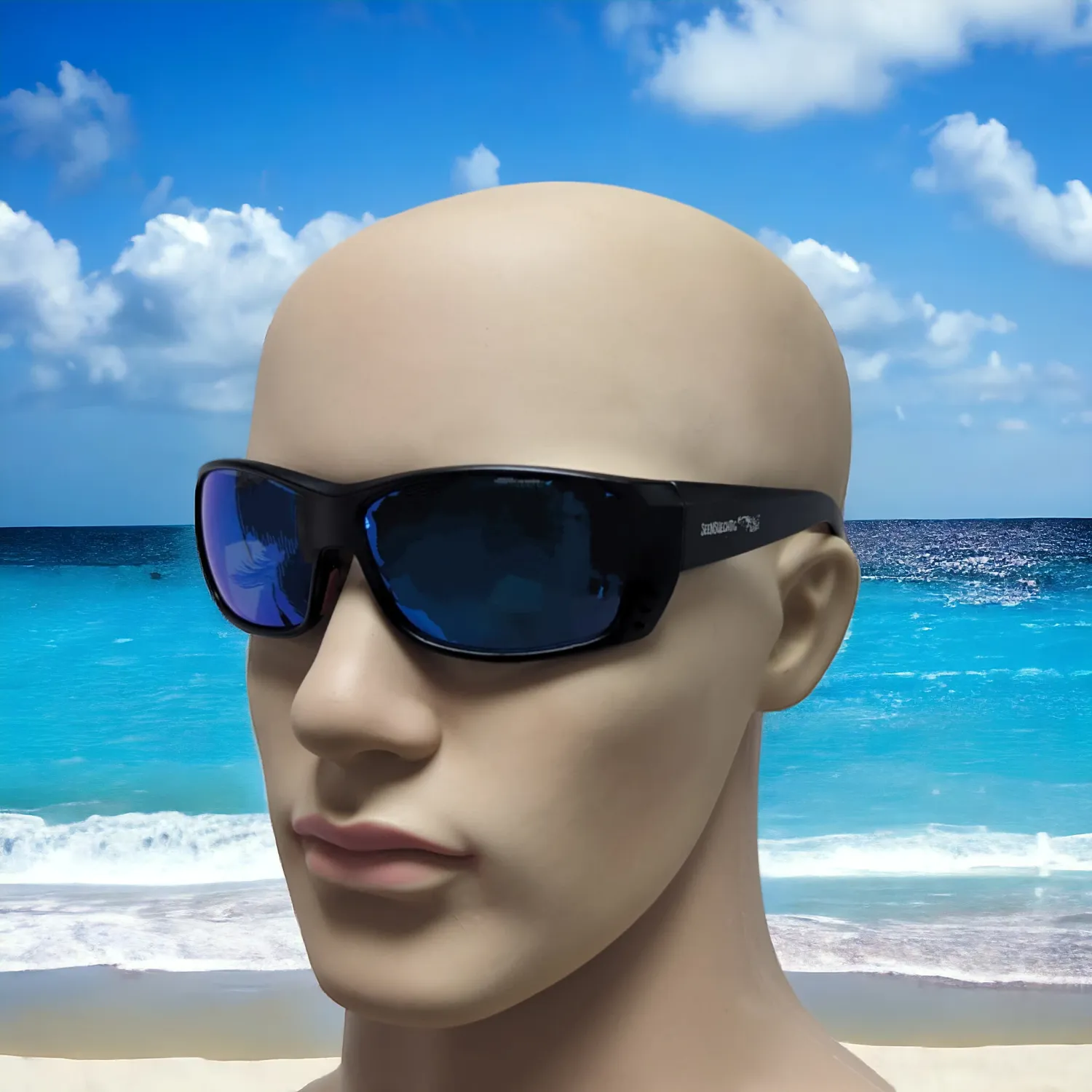 sonnenbrille seensuechtig schwarz rot von vorne