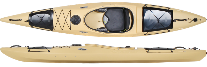 Prijon Enduro 380 1er Kajak Safari Edition oben von oben mit schwarzen sitzplatz unten seitlich