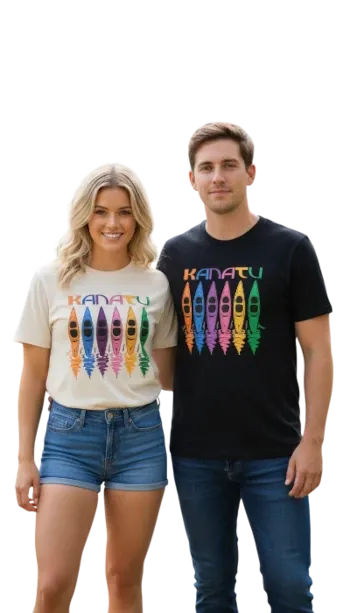 T-Shirt Kanatu 6 Kajaks links weiß rechts schwarz