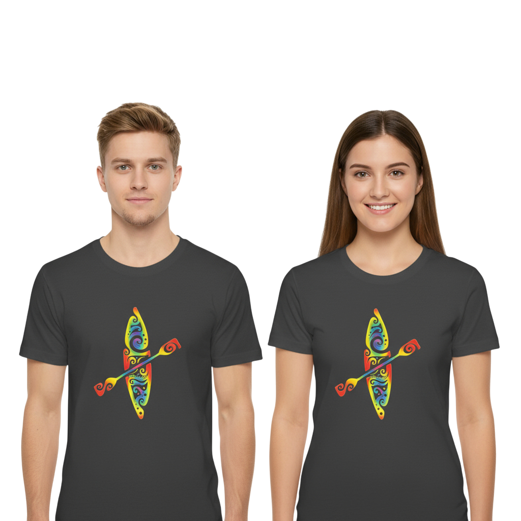 T shirt seensuechtig kajak bunt an zwei personen schwarz