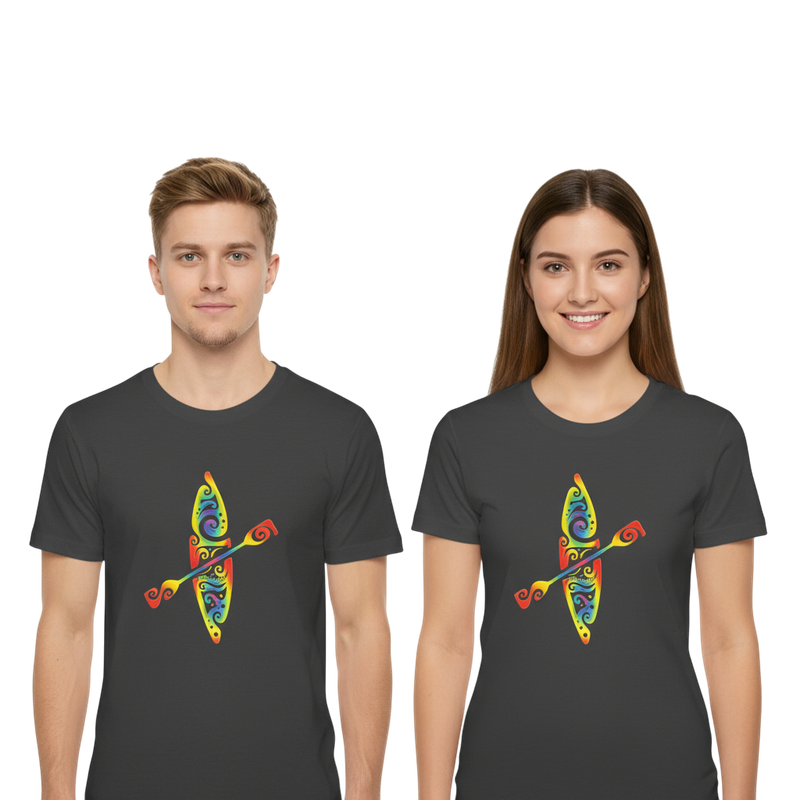 T shirt seensuechtig kajak bunt an zwei personen schwarz