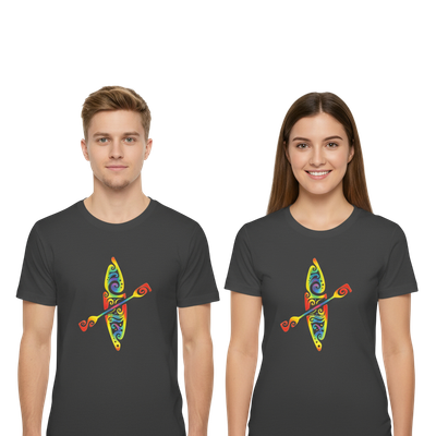 T shirt seensuechtig kajak bunt an zwei personen schwarz