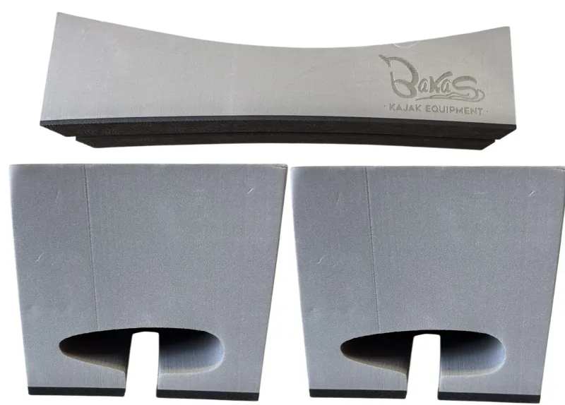 Oben im Ganzen unten das Seitenprofil von Bakas Dachträgerpolster Airfoil Wingbar in Grau