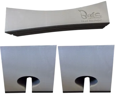 Oben im Ganzen unten das Seitenprofil von Bakas Dachträgerpolster Oval in Grau