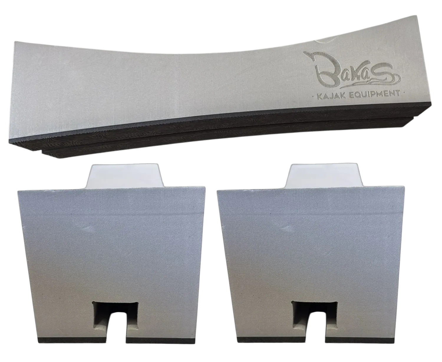 Oben im Ganzen unten das Seitenprofil von Bakas Dachträgerpolster Rechteckig in Grau