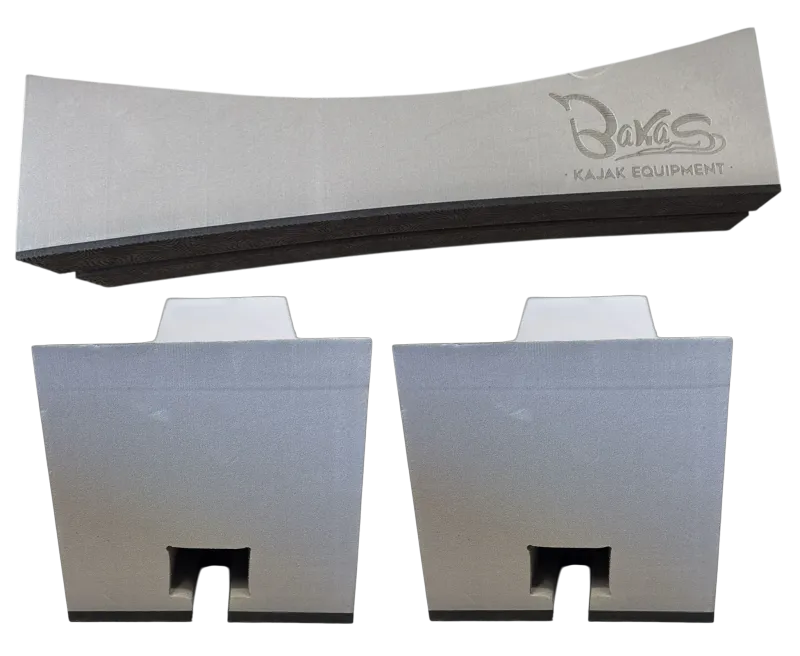 Oben im Ganzen unten das Seitenprofil von Bakas Dachträgerpolster Rechteckig in Grau