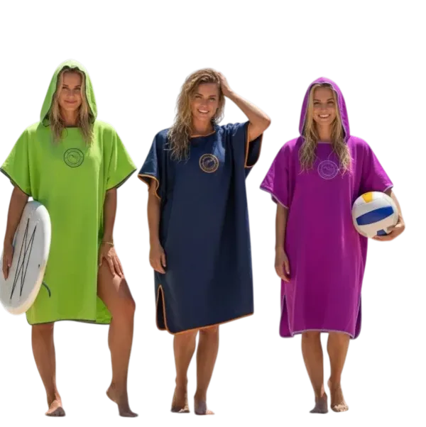 Bade Poncho Seensüchtig drei Frauen Grün, Blau und Lila