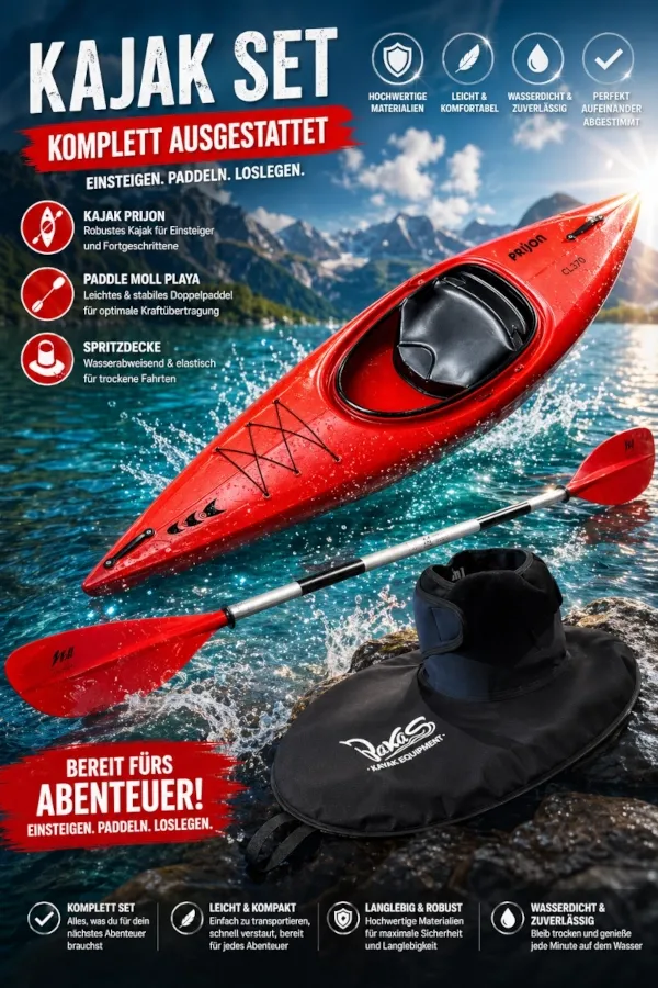 Prijon CustomLine CL 370 Basic 1er Kajak Set mit Paddel und Spritzdecke