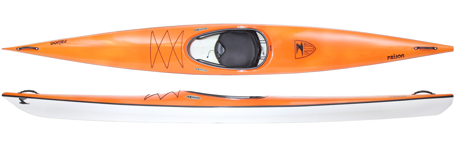 Prijon Falcon Kajak orange / weiß 1er Einerkajak Glasfaser GFK