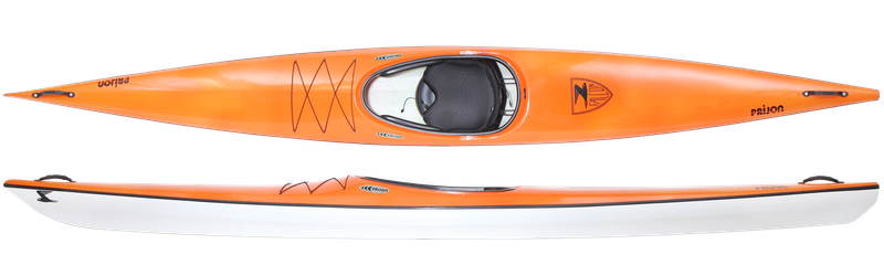 Prijon Falcon Kajak orange / weiß 1er Einerkajak Glasfaser GFK