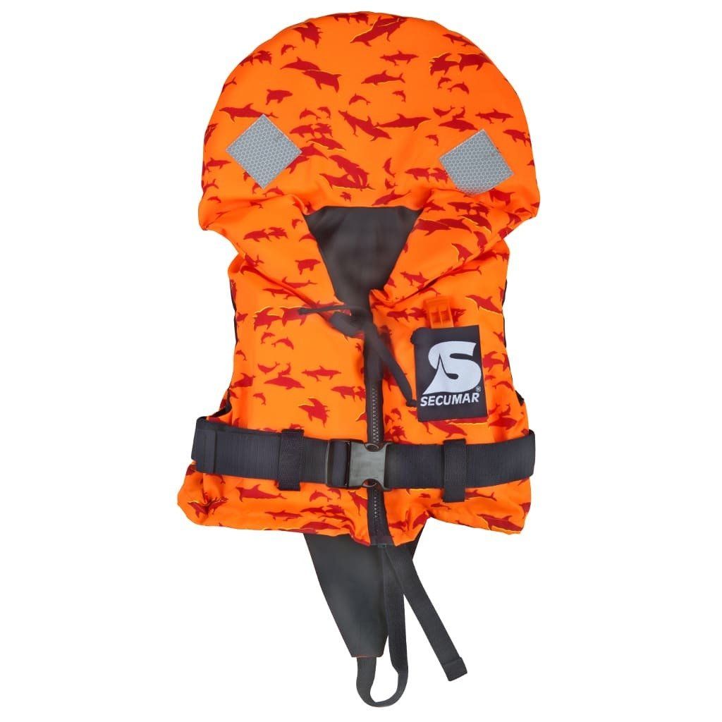 Secumar Bravo Print Kinderschwimmweste in den Farben orange / schwarz mit Print Fischen