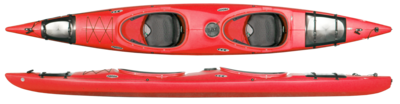 Prijon Excursion EVO 2er Wanderkajak Prijon Excusion EVO oben von oben rot unten seitlich rot