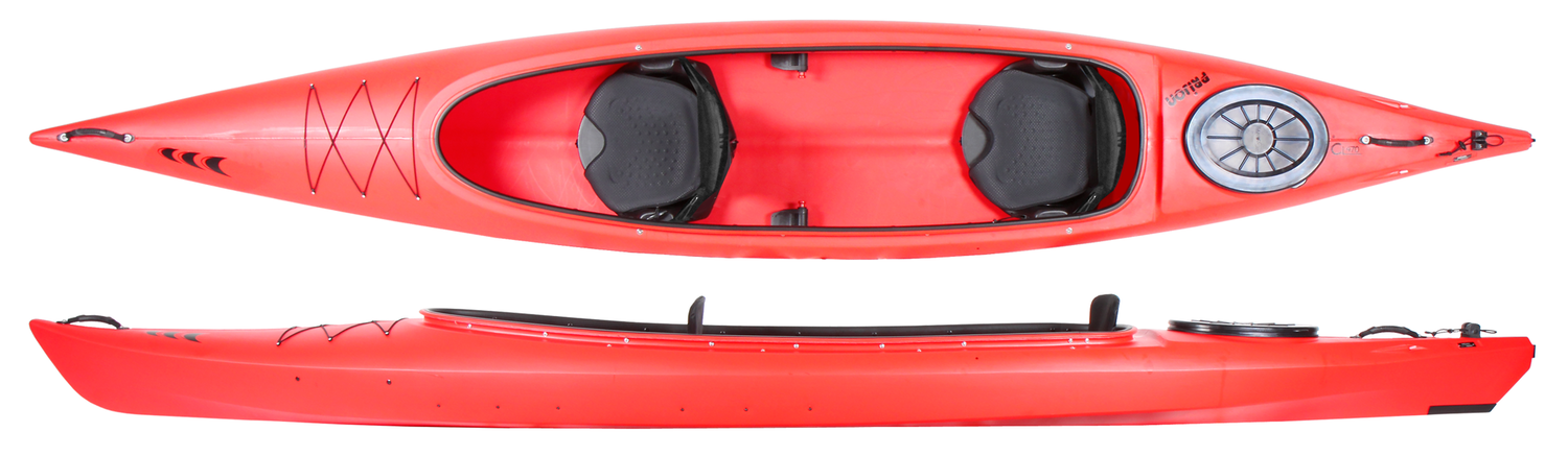 Prijon Customline cl 470 basic relax kajak oben von oben rot unten seitlich rot