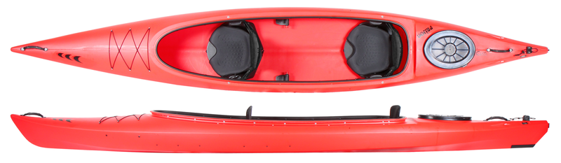 Prijon Customline cl 470 basic relax kajak oben von oben rot unten seitlich rot