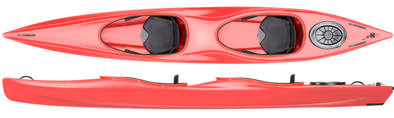 Prijon CustomLine CL 490 Kajak KII oben von oben rot unten seitlich rot