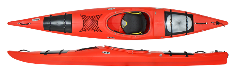 Prijon Dayliner L 1er Kajak rot oben von oben rot schwarzer sitzplatz unten seitlich rot